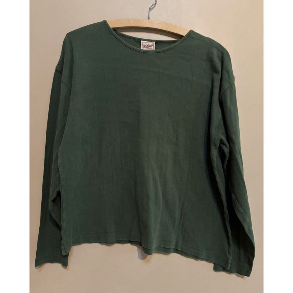 Vintage Woolrich 100% Cotton Green Pullover Long Sleeved Top Size Medium Ribbed